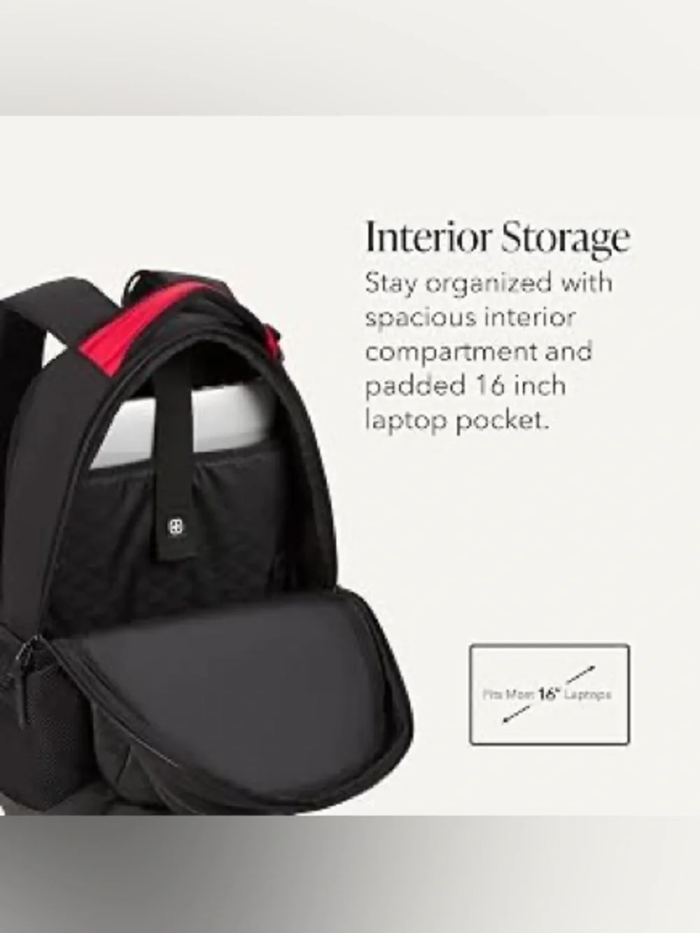 SWISSGEAR Cecil Laptop Backpack 27.3L, Fits 16-Inch Laptops, Black